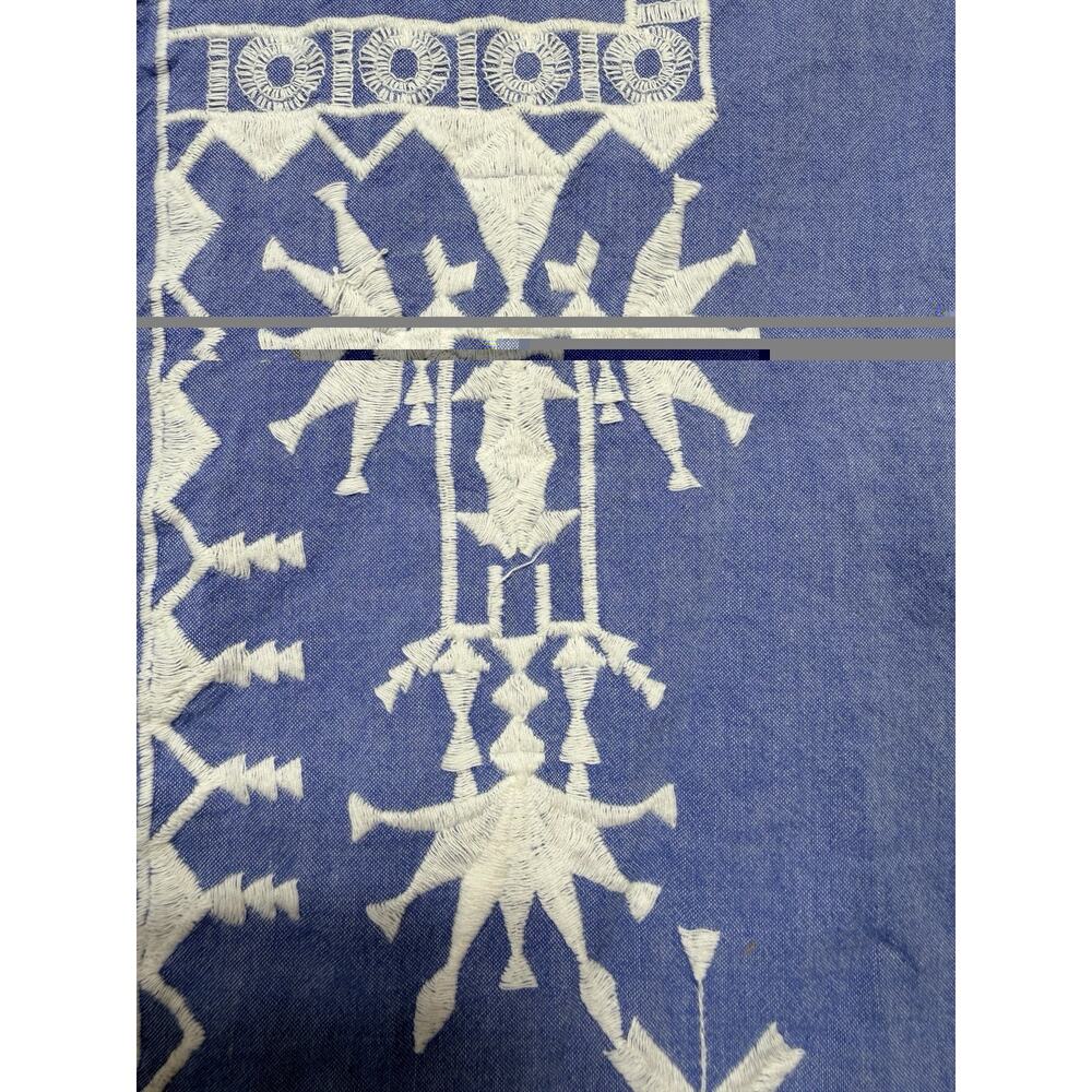 Roberta Roller Rabbit Kurta Dress Sz L Blue White Star Embroidered Modern Craft - Picture 7 of 11